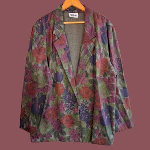 Vintage Katie Brooke Lightweight Floral One Button Blazer
